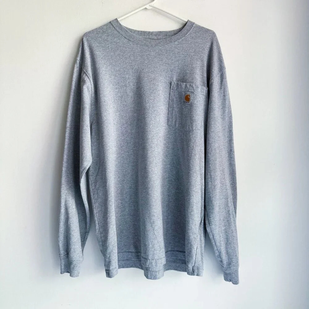 Carhartt Grey Long Sleeve Classic T Shirt Loose Fit M